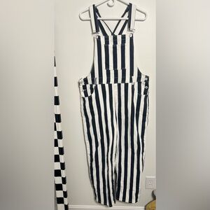 Navy striped overalls